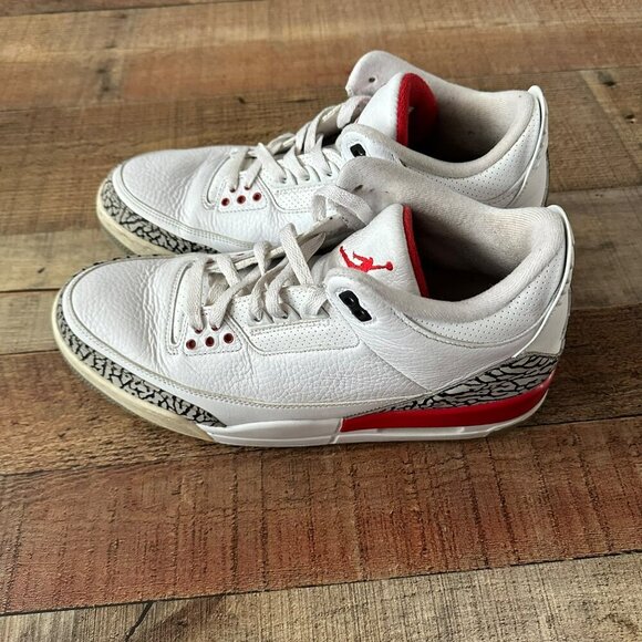 Jordan 3 Retro Hall of fame white red black mens -12 - Picture 4 of 13